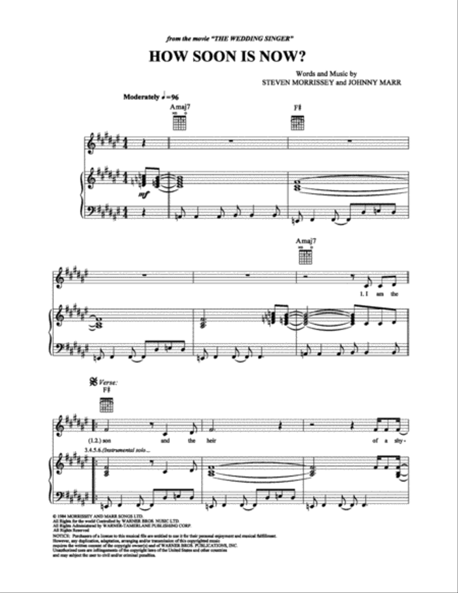 How Soon Is Now? Piano, Vocal, Guitar scores gallery preview page 1