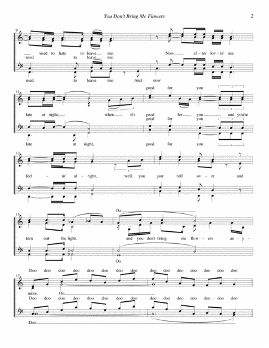 You Don't Bring Me Flowers SSAA scores gallery preview page 2