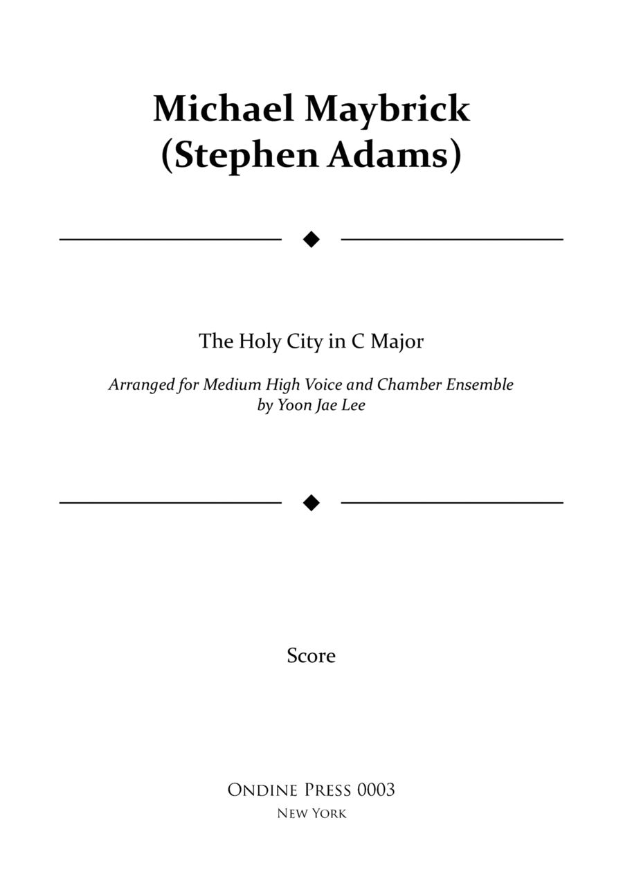 The Holy City for Medium High Voice and Chamber Ensemble in C Major - Score Only