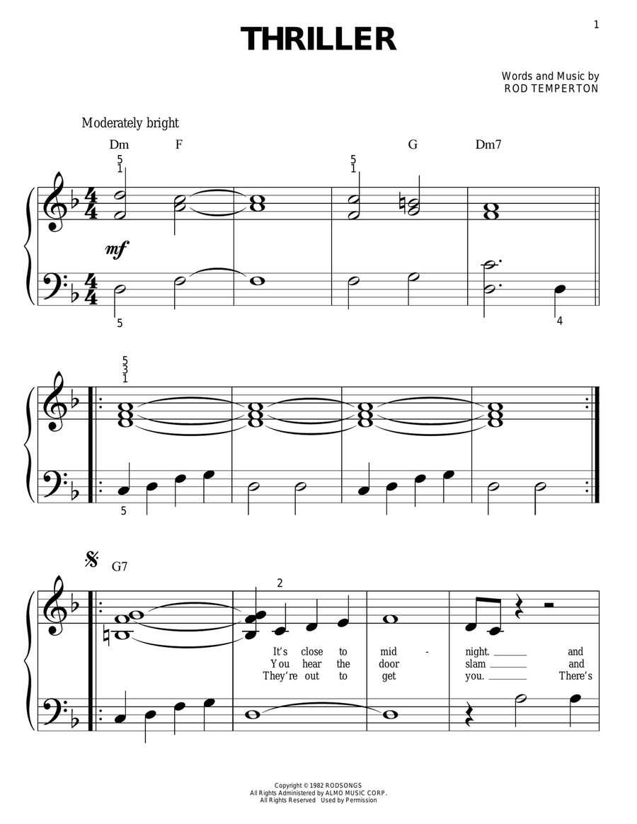Thriller Easy Piano scores gallery preview page 1