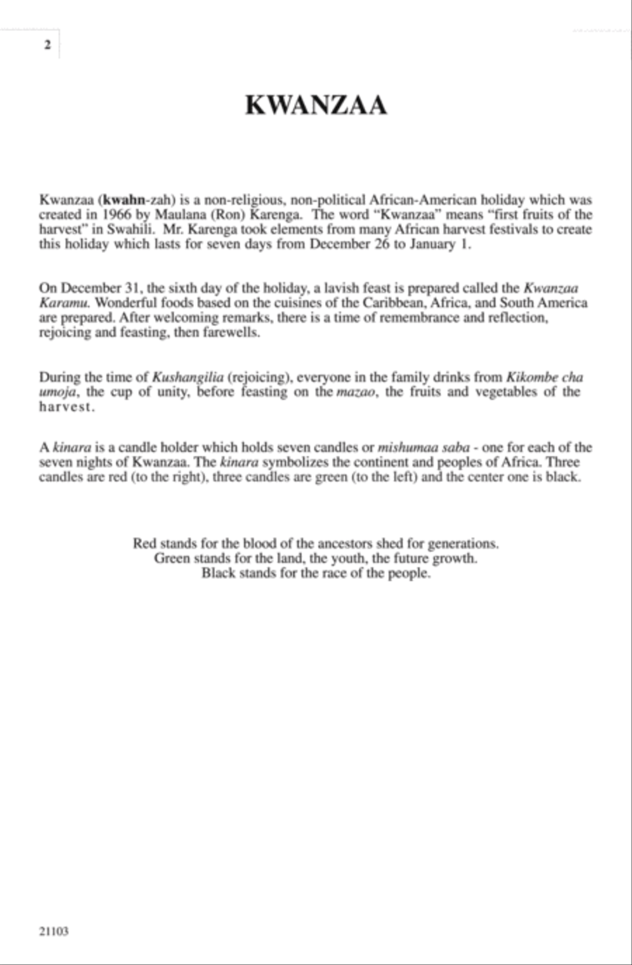 Drink from the Unity Cup (for the Kwanzaa Festival) Choir scores gallery preview page 1