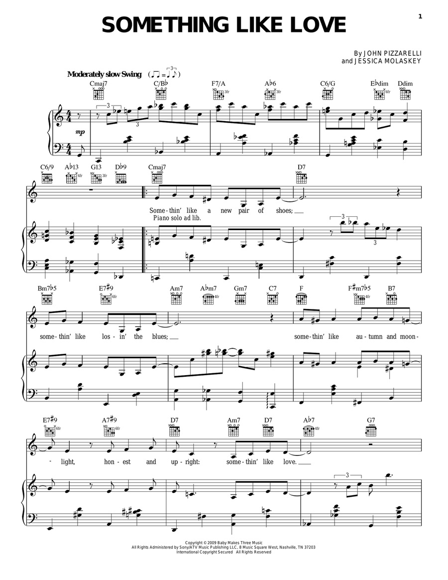 Something Like Love Piano, Vocal, Guitar scores gallery preview page 1