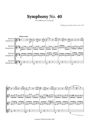 Book cover for Symphony No. 40 by Mozart for Baritone Sax Quartet