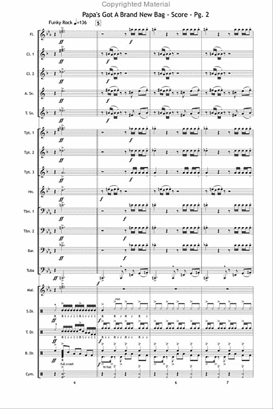 Papa's Got a Brand New Bag Marching Band scores gallery preview page 3