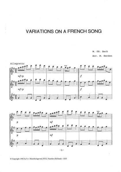Variations On A French Song