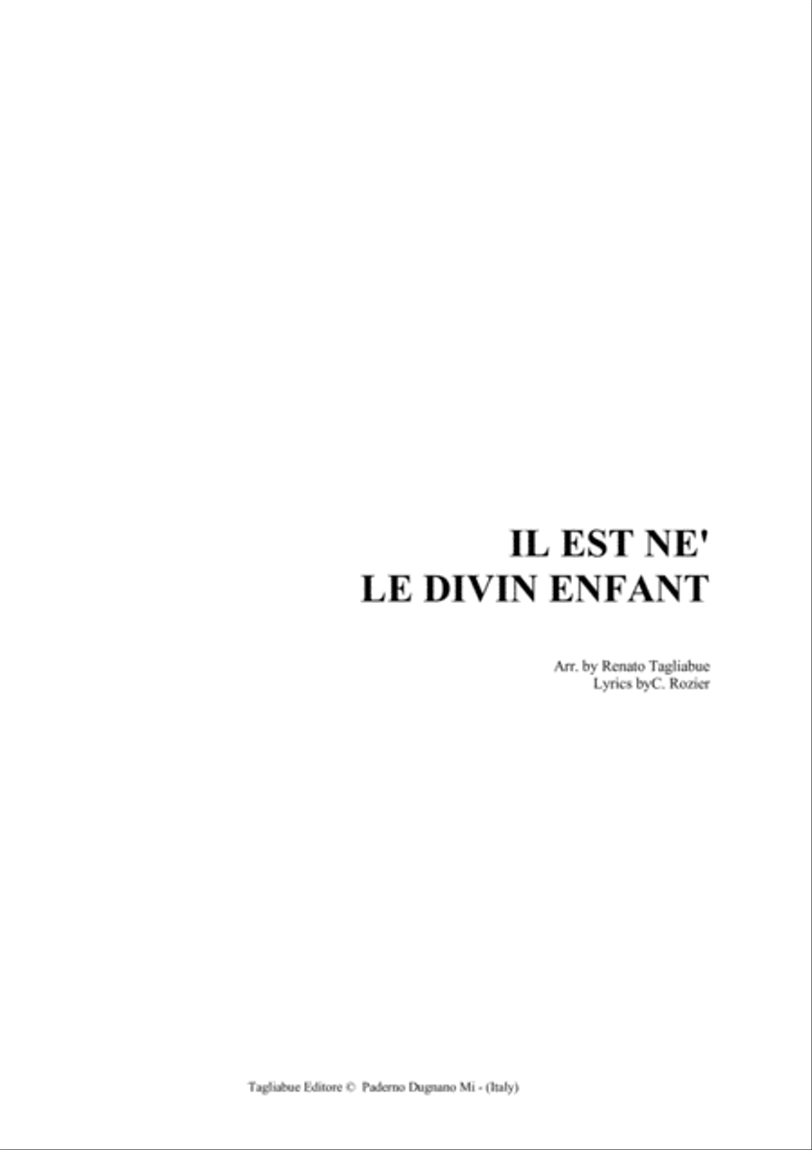 IL EST NE' LE DIVIN ENFANT - Arr. for SATB Choir (and Organ) 4-Part scores gallery preview page 1