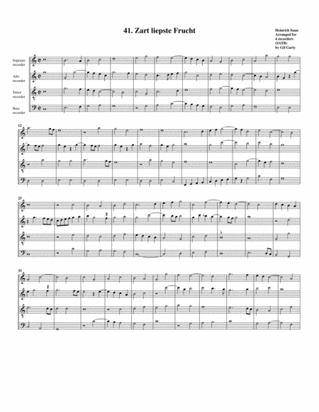 41. Zart liepste Frucht (arrangement for 4 recorders)
