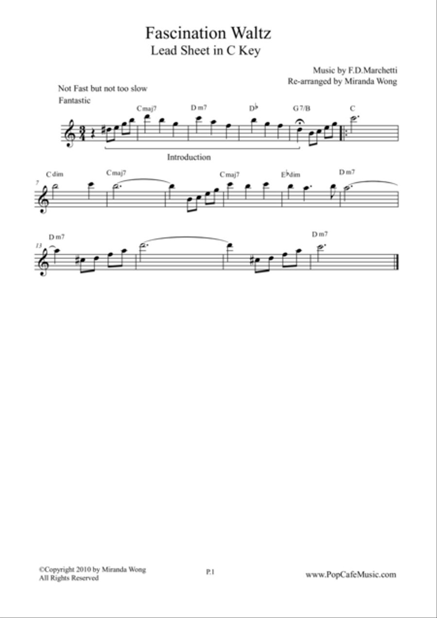 Fascination - Oboe or Recorder Solo in C Woodwind Duet scores gallery preview page 1