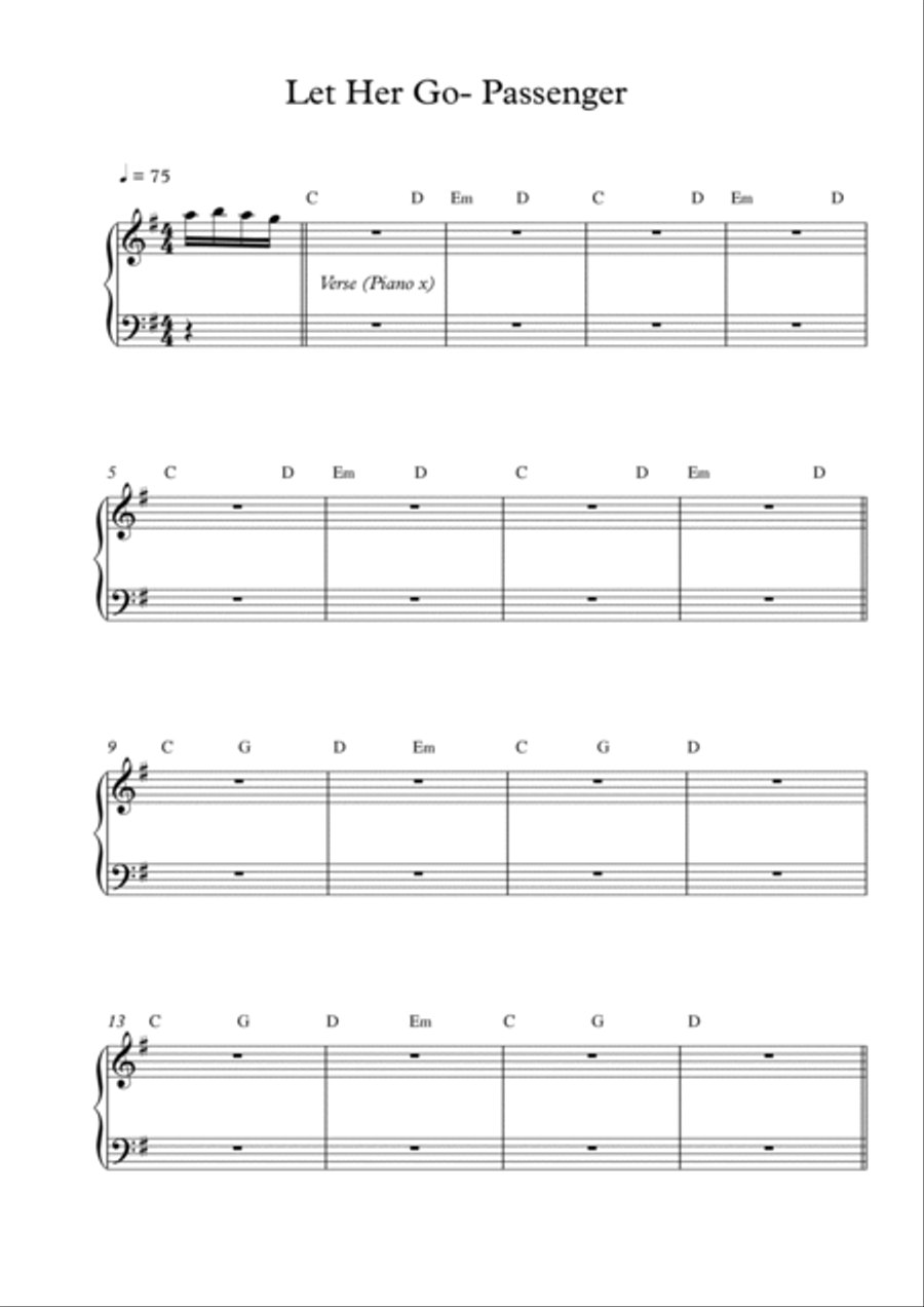 Let Her Go Let Her Go Piano Solo scores gallery preview page 1