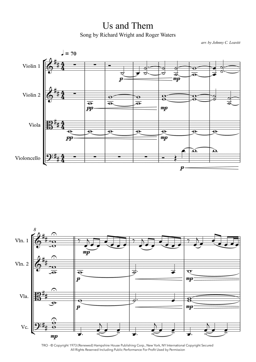Us And Them String Quartet scores gallery preview page 1