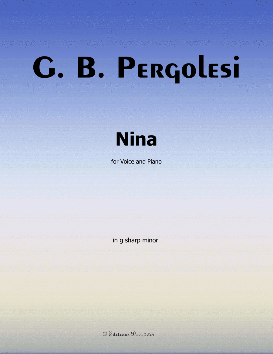 Nina, by Pergolesi, in g sharp minor Voice scores gallery preview page 1
