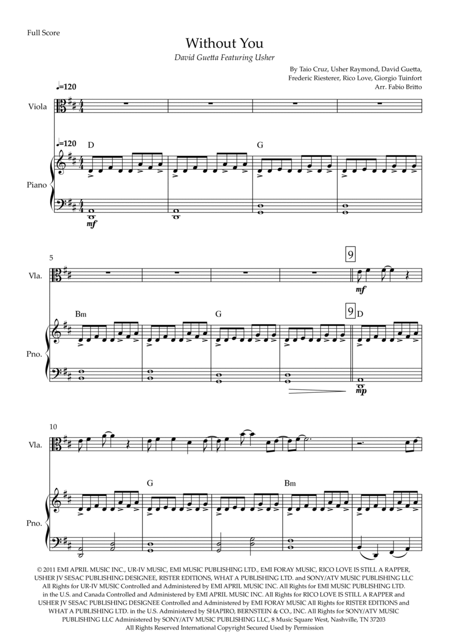 Without You Without You Viola scores gallery preview page 1