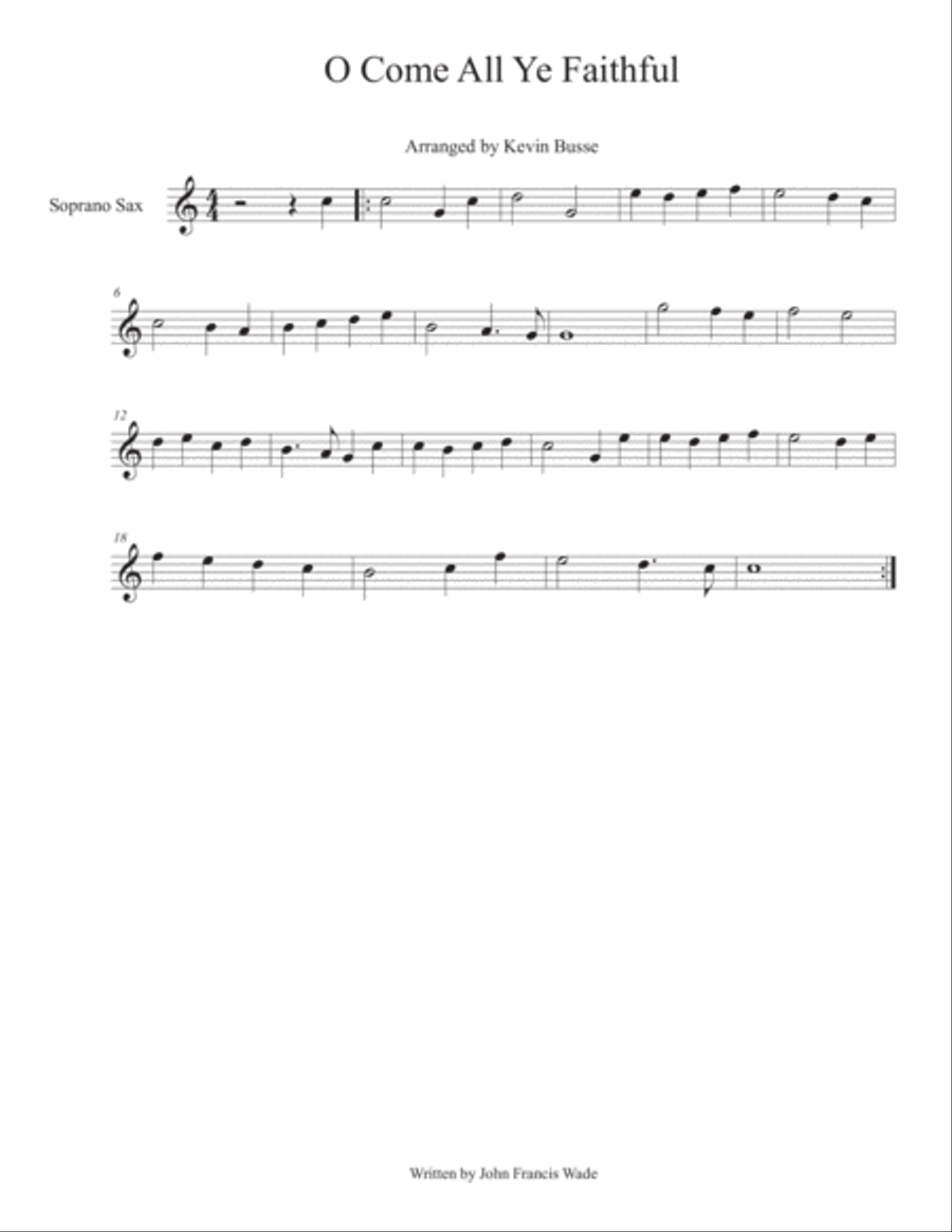 O Come All Ye Faithful - Soprano Soprano Saxophone scores gallery preview page 1