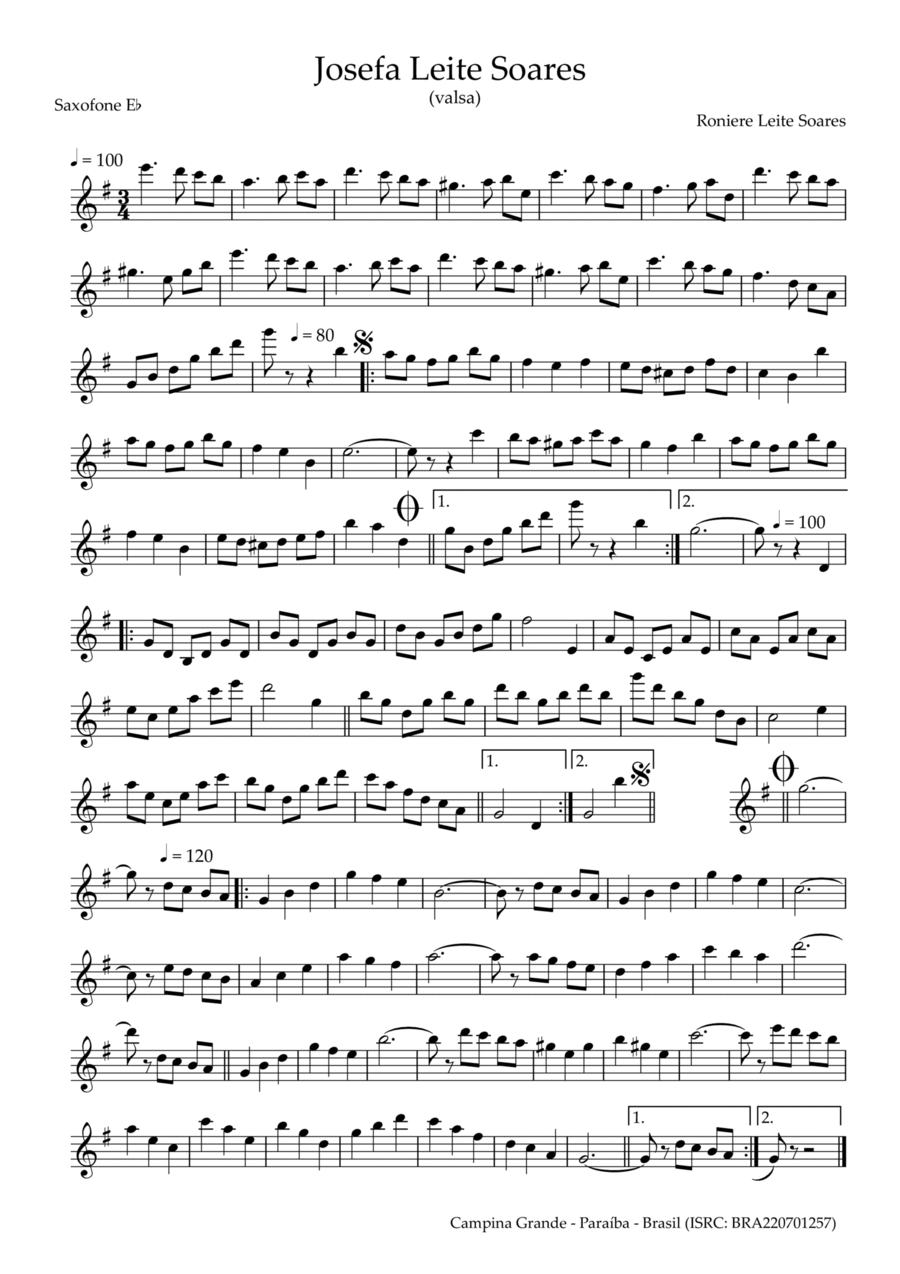 Josefa Leite Soares Alto Saxophone scores gallery preview page 1
