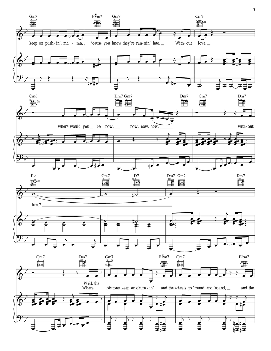 Long Train Runnin' Piano, Vocal, Guitar scores gallery preview page 3