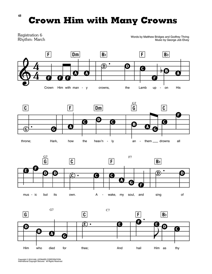 Crown Him With Many Crowns Electronic Keyboard scores gallery preview page 1