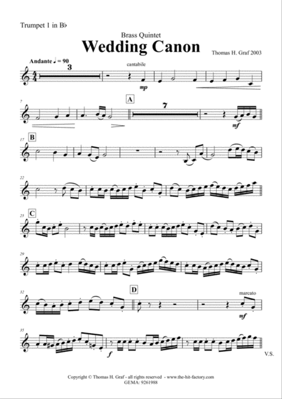 Wedding Canon - Festive Concert Piece - Brass Quintet Brass Quintet scores gallery preview page 5