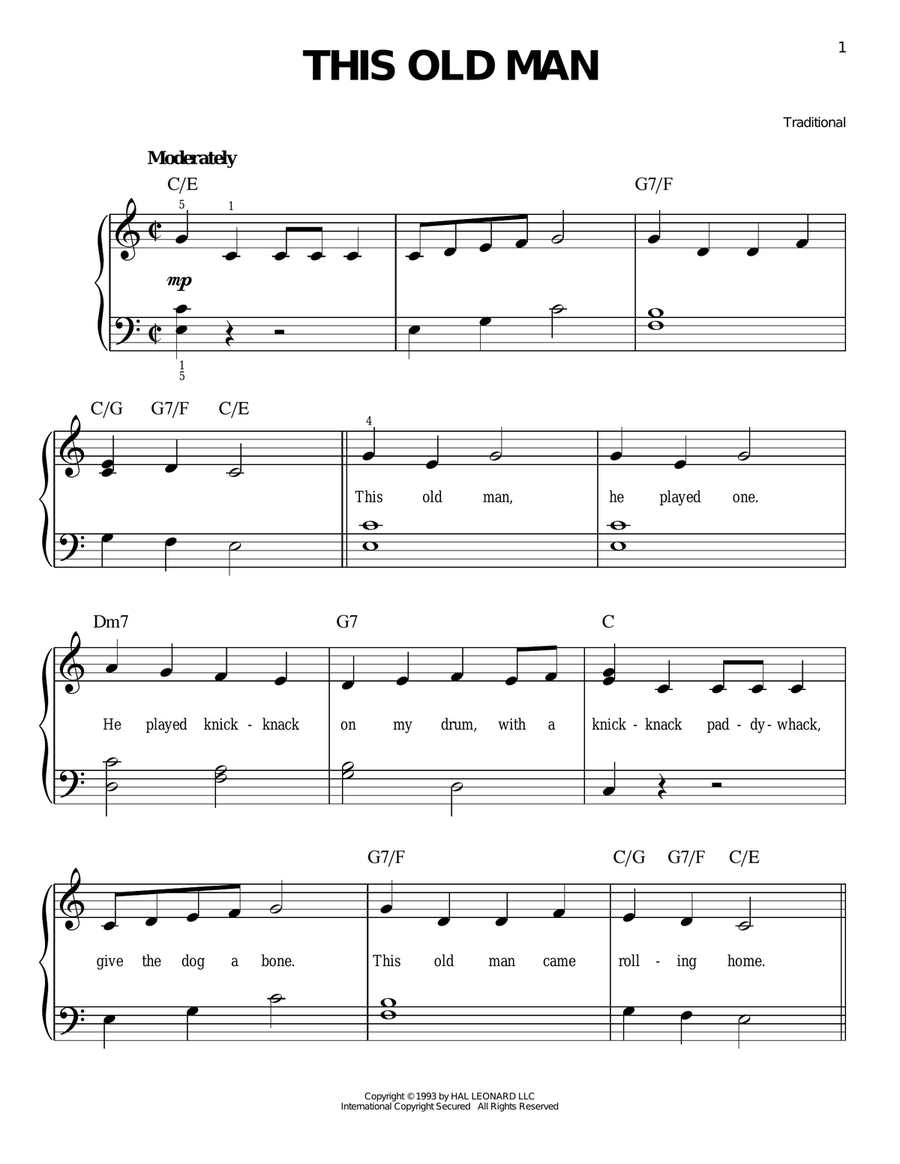 This Old Man This Old Man Easy Piano scores gallery preview page 1