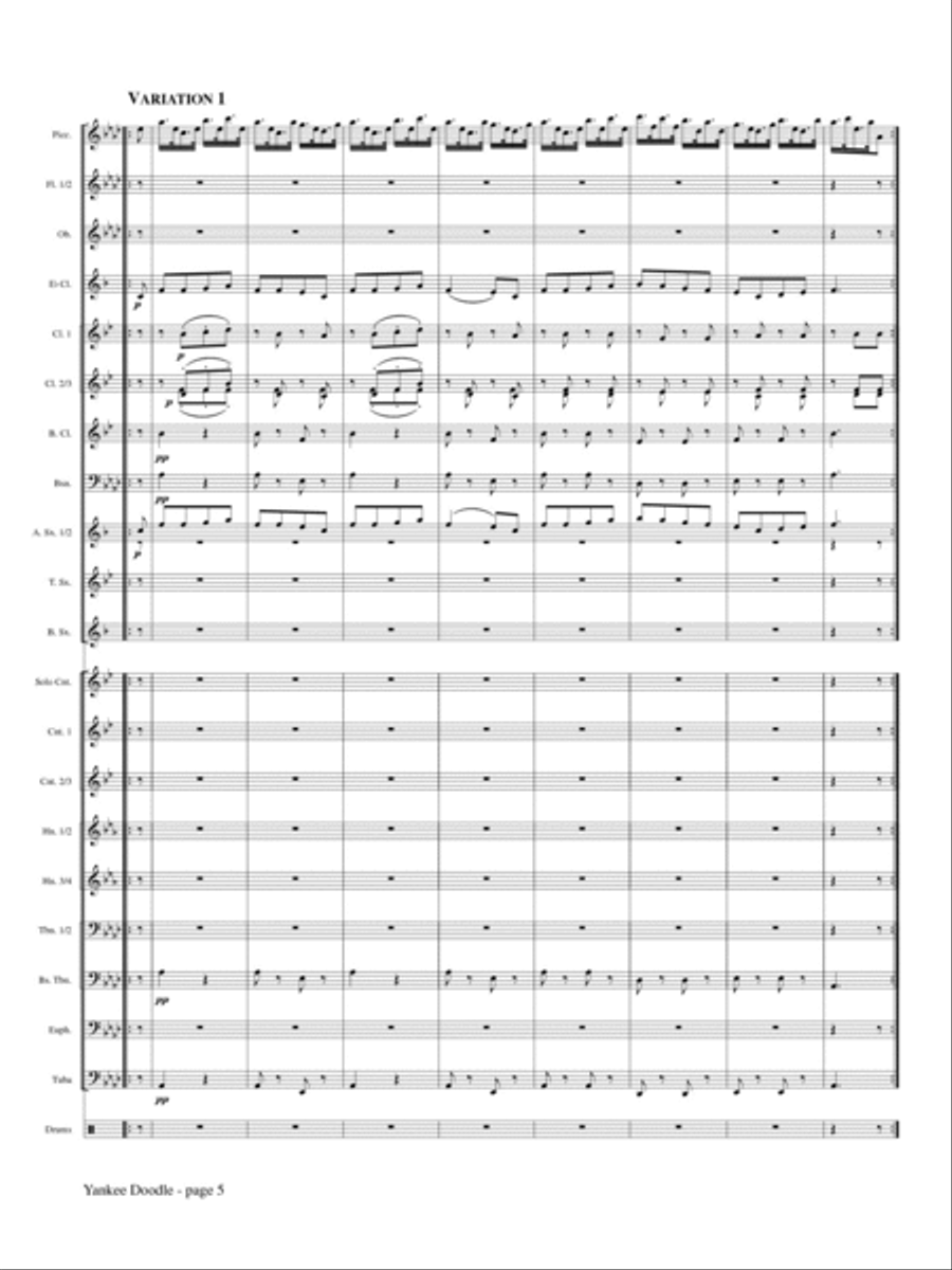 Yankee Doodle for Piccolo and Concert Band (Full Score ONLY) Concert Band scores gallery preview page 4