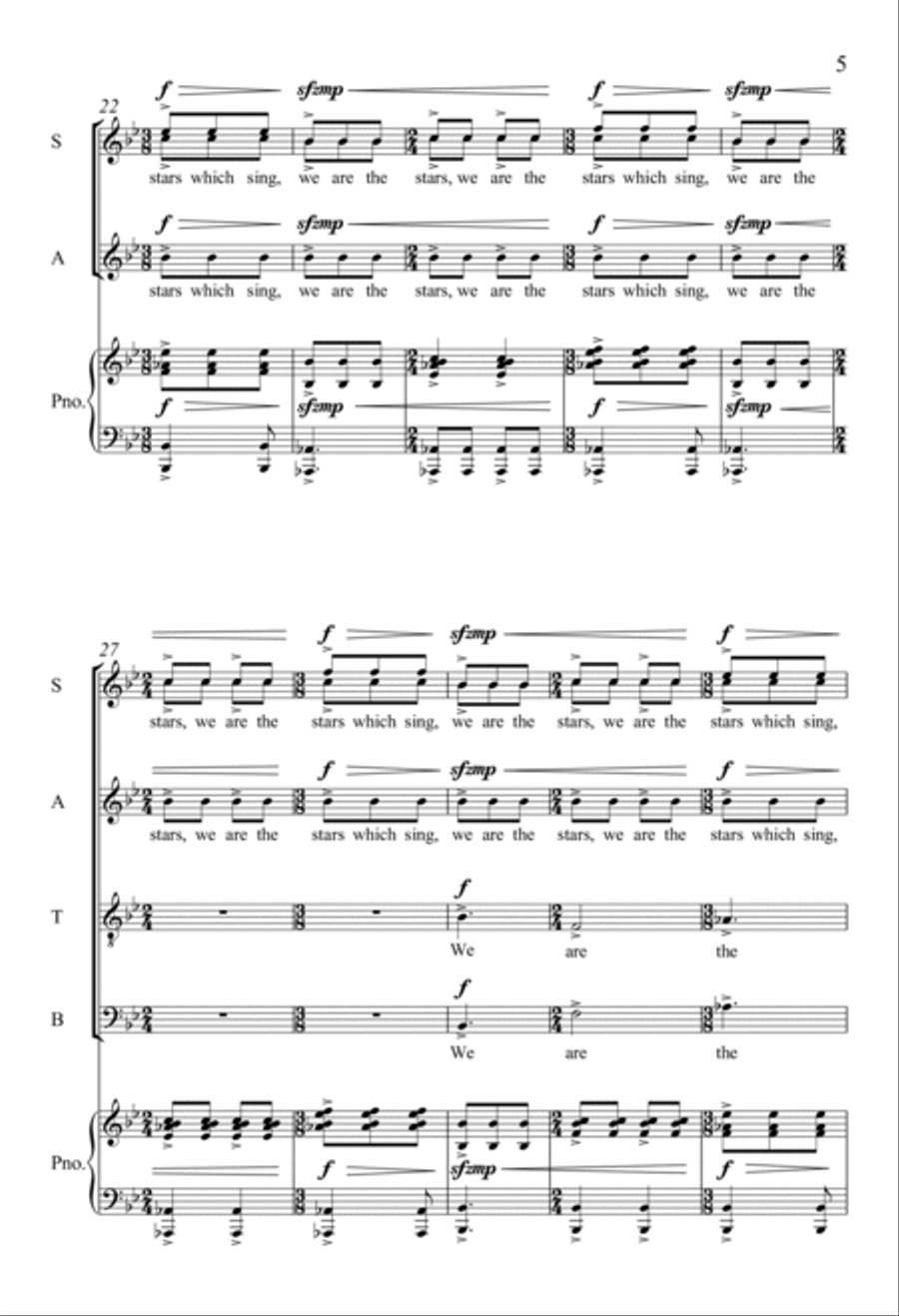We Are the Stars from Stargazing 4-Part scores gallery preview page 4