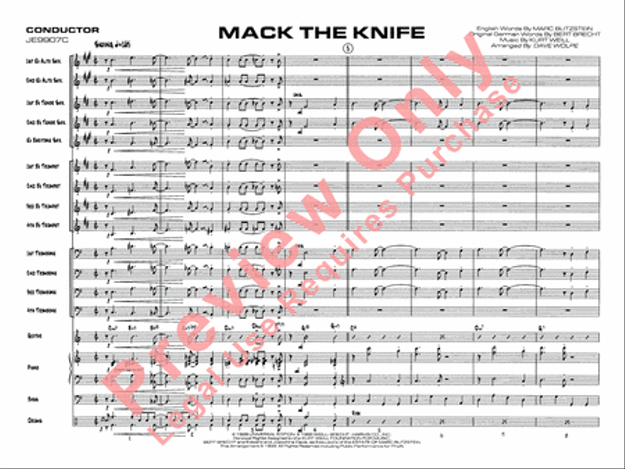 Mack the Knife (from The Threepenny Opera) Jazz Ensemble scores gallery preview page 3