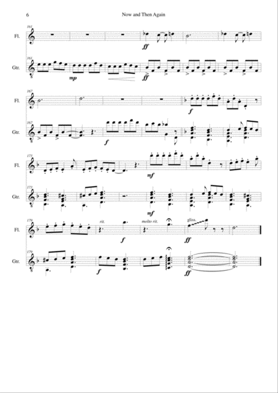 Now and then again for flute and guitar Flute scores gallery preview page 6