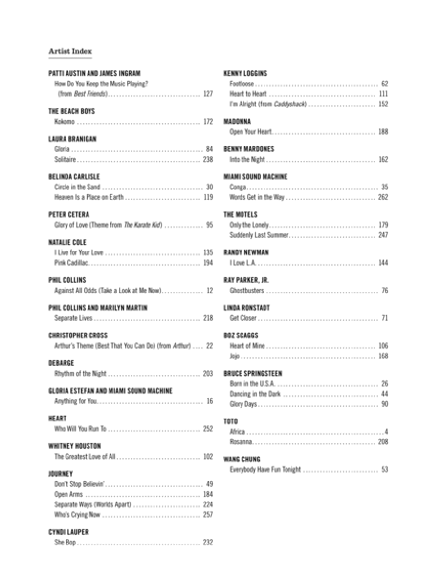 Greatest Hits -- The 1980s for Piano Piano, Vocal, Guitar scores gallery preview page 3