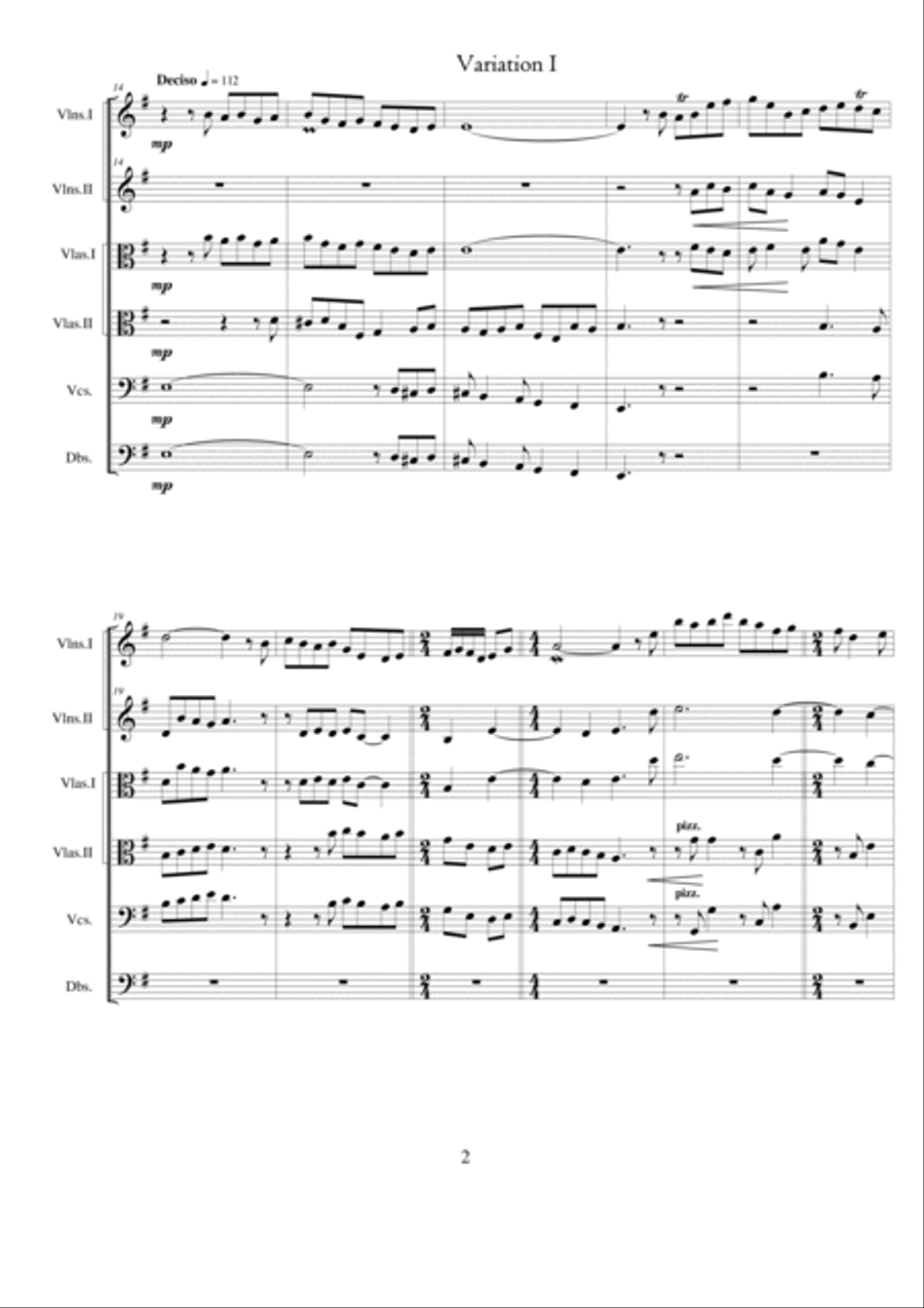 Fantasy no.5 in E minor - CS 265 forString orchestra String Quartet scores gallery preview page 2