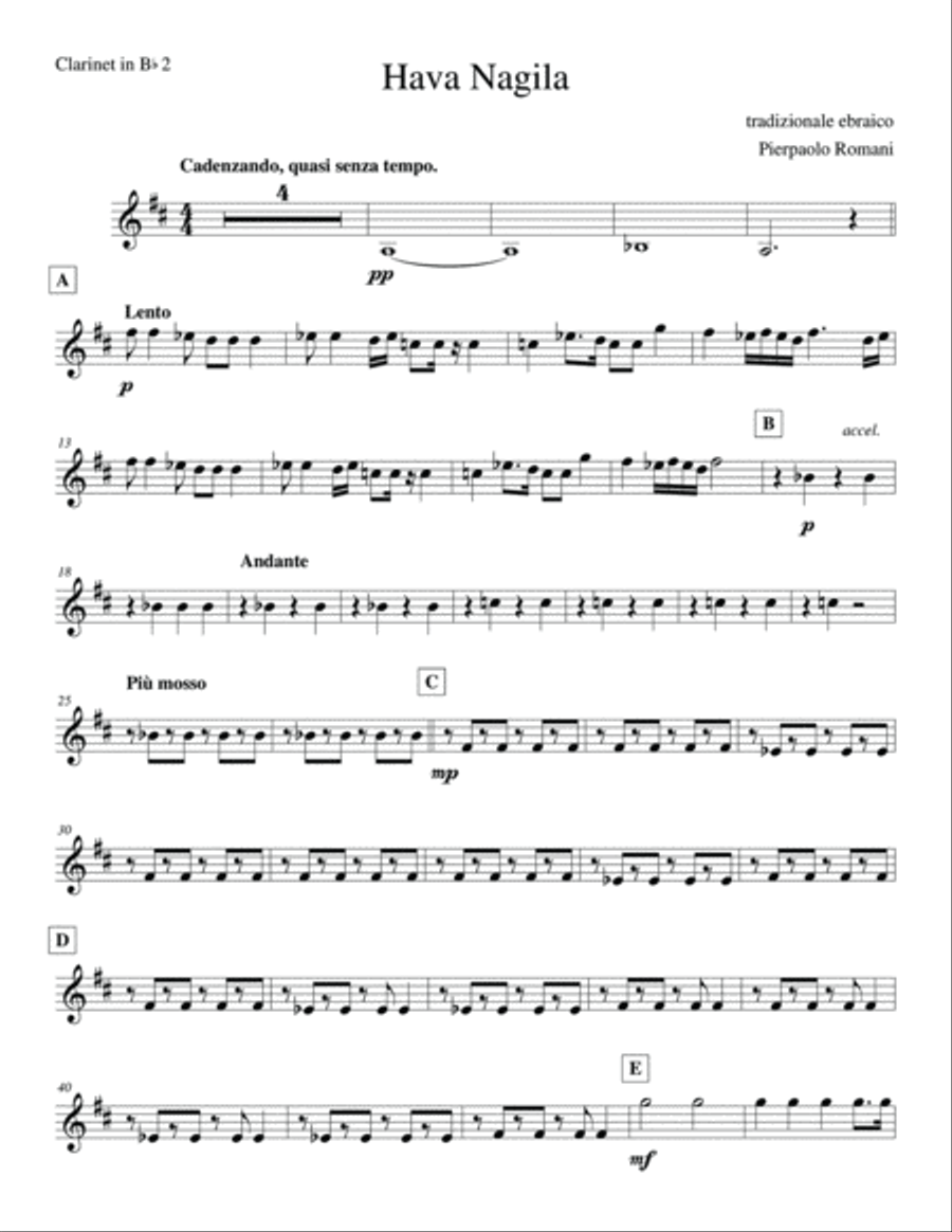 Hava Nagila for Clarinet Quartet Clarinet Quartet scores gallery preview page 3