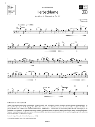 Book cover for Herbstblume (Grade 4, B2, from the ABRSM Cello Syllabus from 2024)