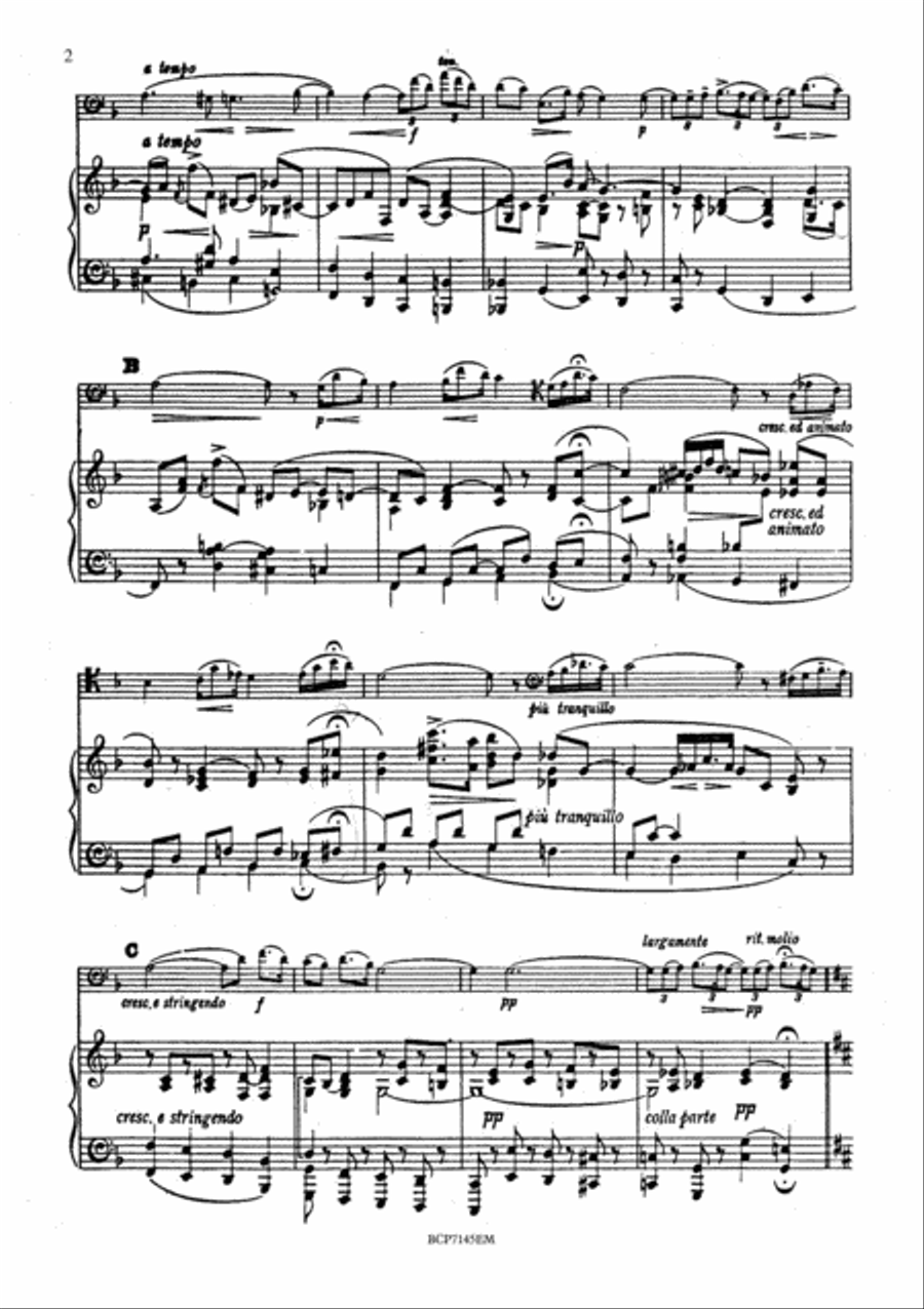 Romance, Op. 62 for Bass Clarinet and Piano Bass Clarinet scores gallery preview page 4