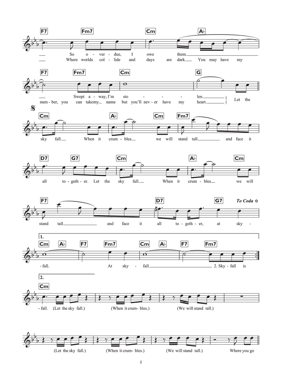 Skyfall Piano Solo scores gallery preview page 2