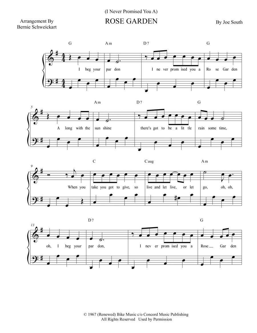 (i Never Promised You A) Rose Garden Piano, Vocal, Guitar scores gallery preview page 1