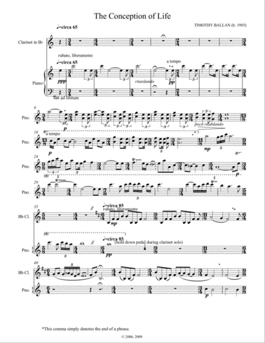 The Conception of Life Clarinet Solo scores gallery preview page 1