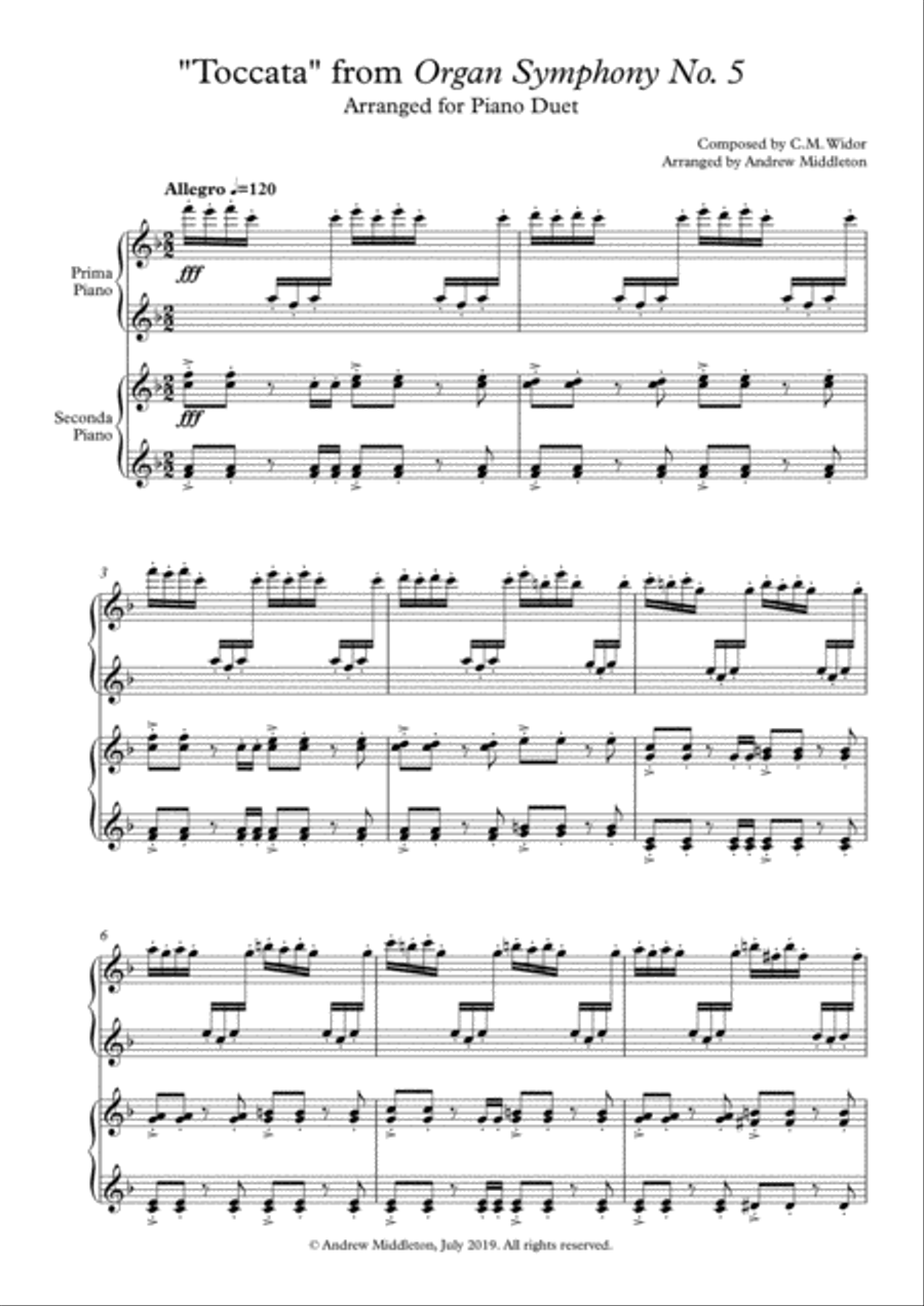 Toccata arranged for Piano Duet Piano Duet scores gallery preview page 3