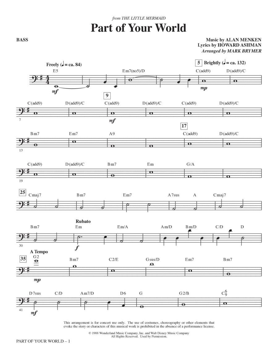 Part Of Your World (from The Little Mermaid) (arr. Mark Brymer) - Bass Choir scores gallery preview page 1