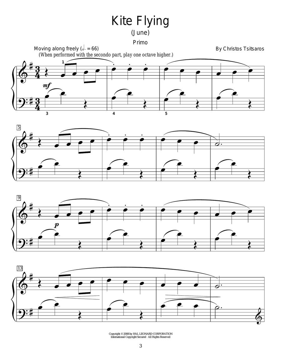 Kite Flying (June) Piano Duet scores gallery preview page 2