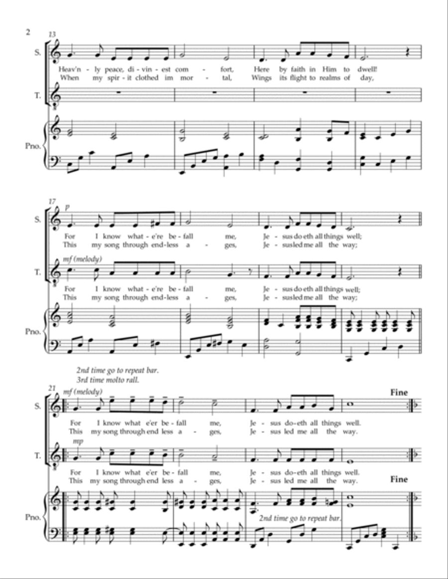 All the Way My Savor Leads Me - Soprano and Tenor Duet with Keyboard High Voice scores gallery preview page 3