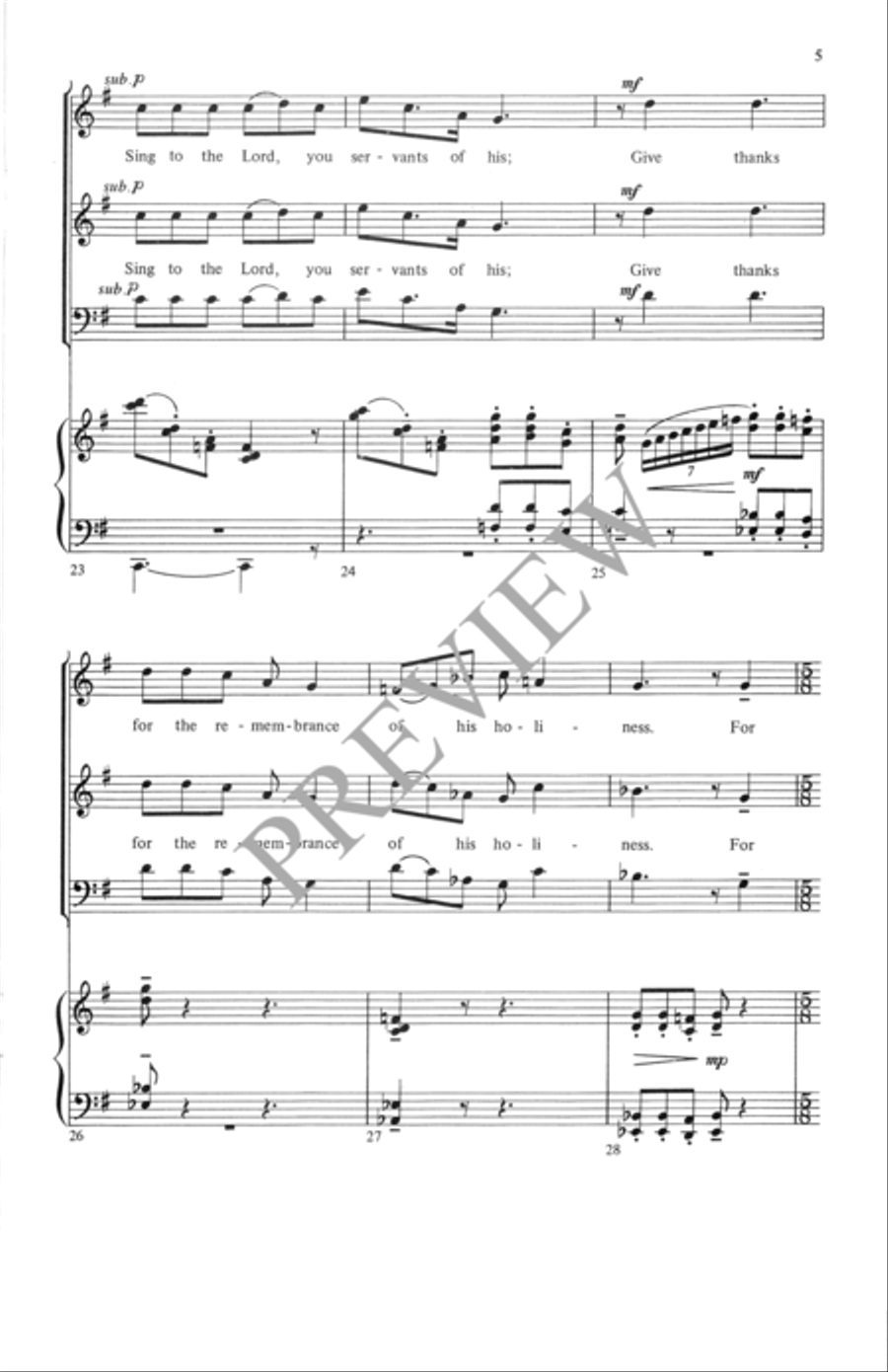 I Will Exalt You, O Lord 4-Part scores gallery preview page 6