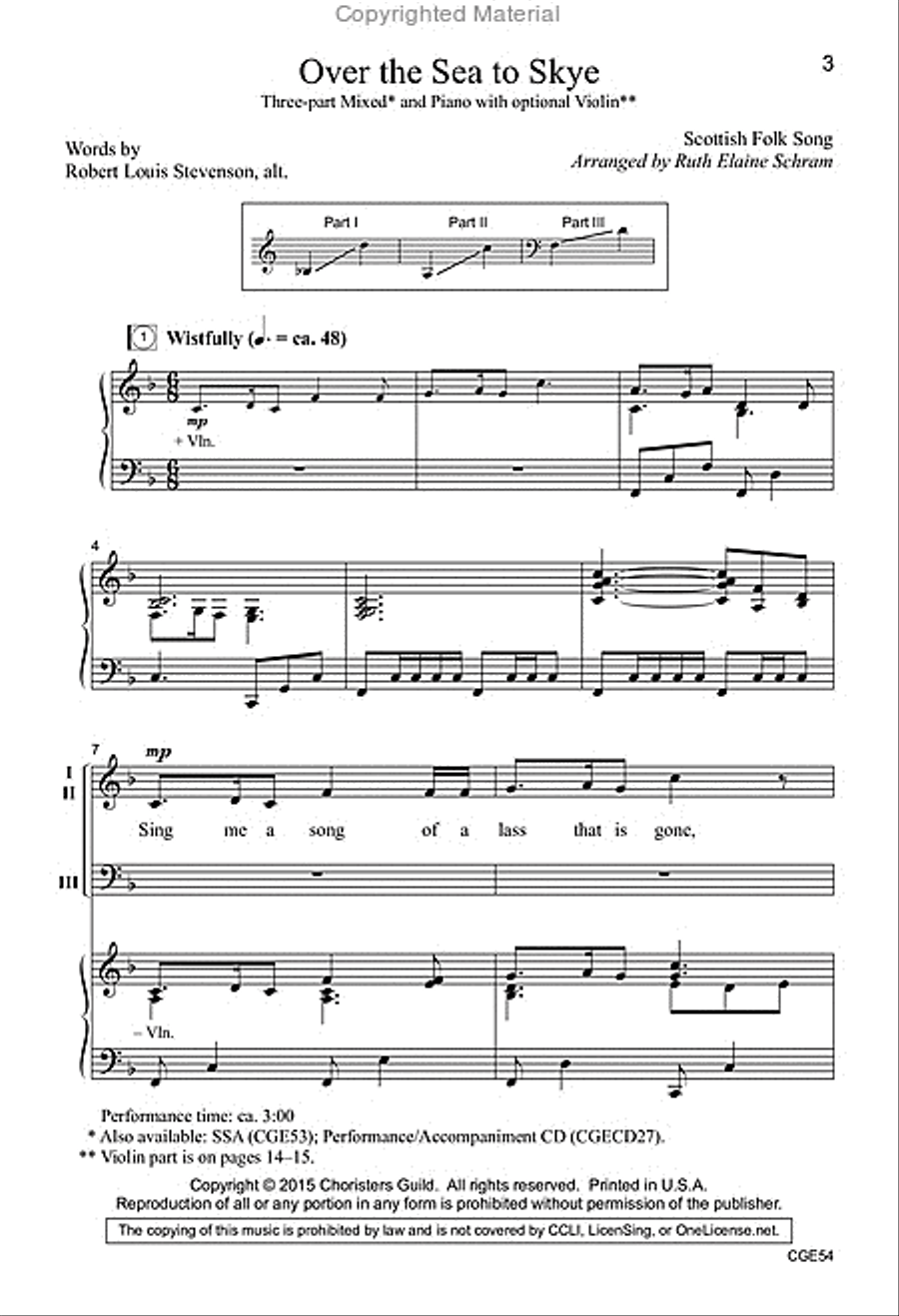 Over the Sea to Skye (Three-Part Mixed with Opt. Violin) 3-Part scores gallery preview page 2