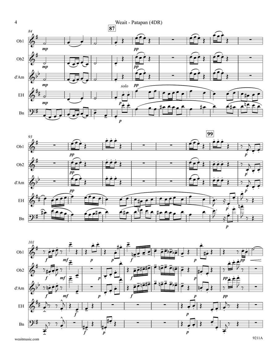 Patapan for 4 double reeds (3’12) Woodwind Quartet scores gallery preview page 4