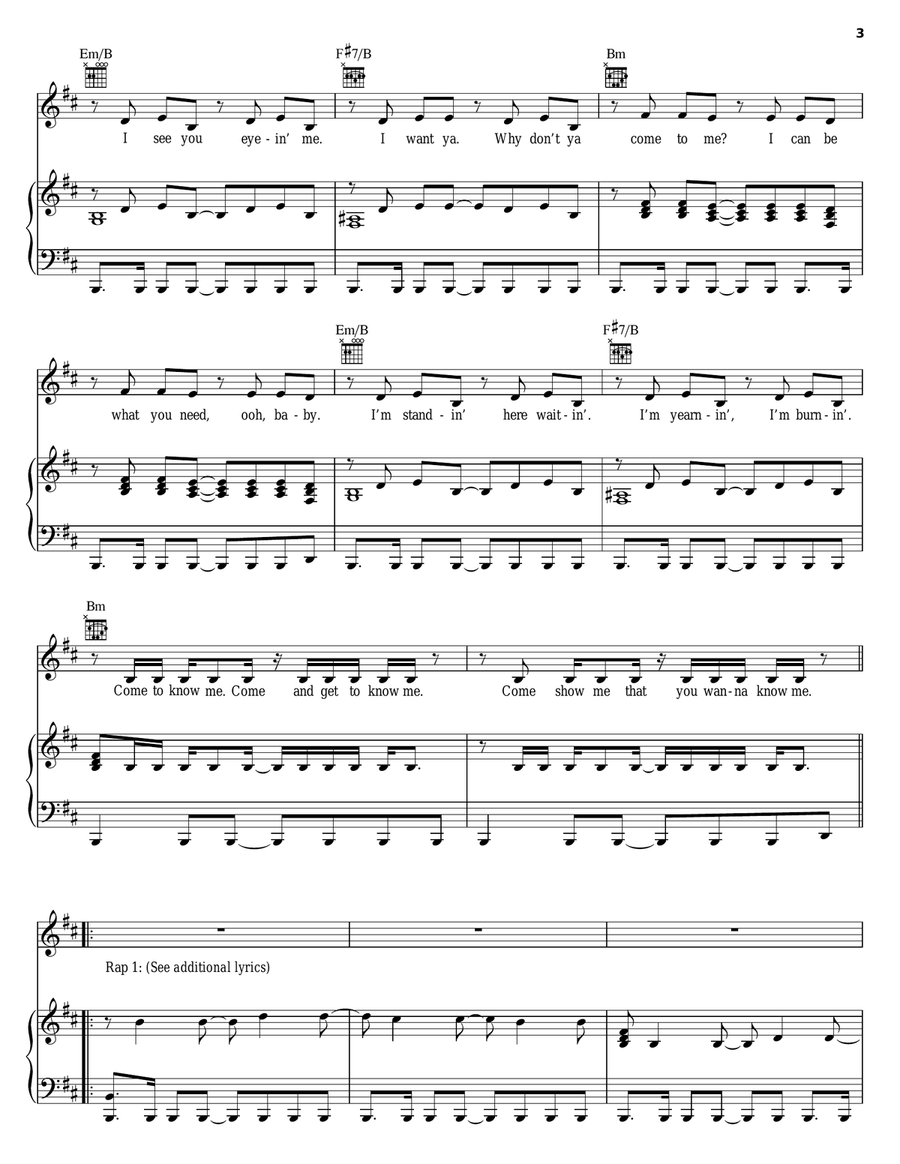 Come To Me Piano, Vocal, Guitar scores gallery preview page 3