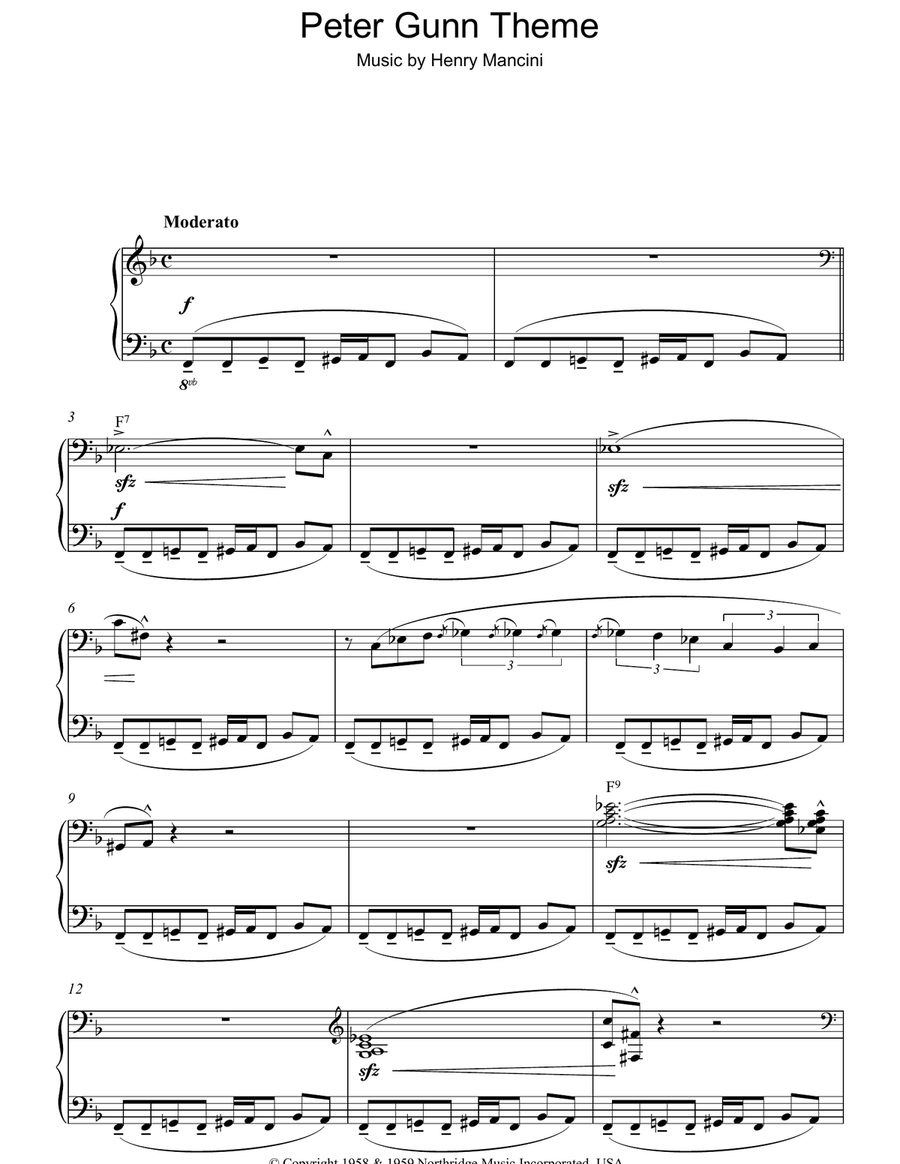 Peter Gunn Theme Piano Solo scores gallery preview page 1