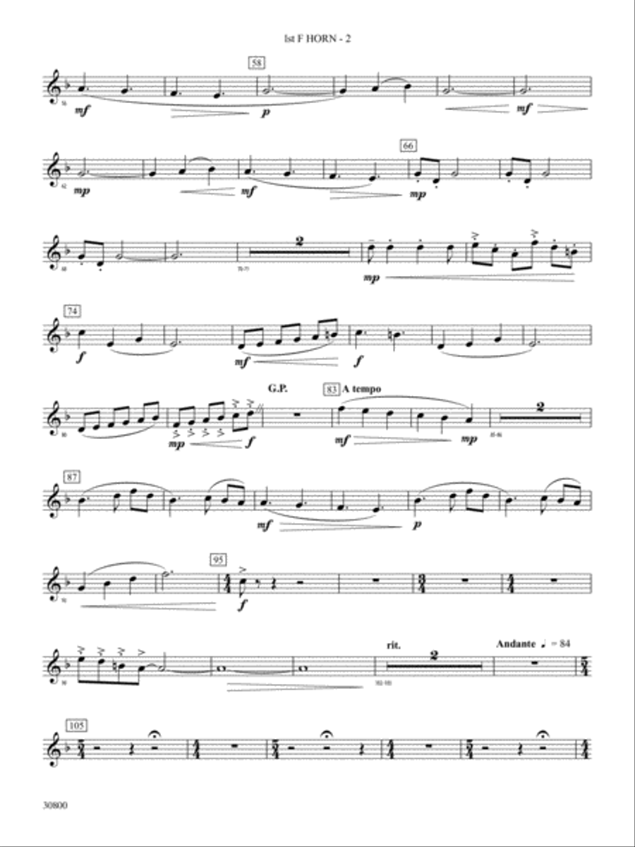 Quatre Fantasie: 1st F Horn Concert Band scores gallery preview page 2