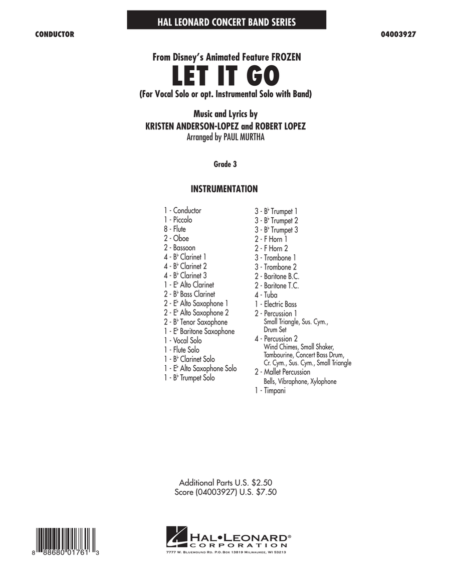 Let It Go - Conductor Score (Full Score) Concert Band scores gallery preview page 1