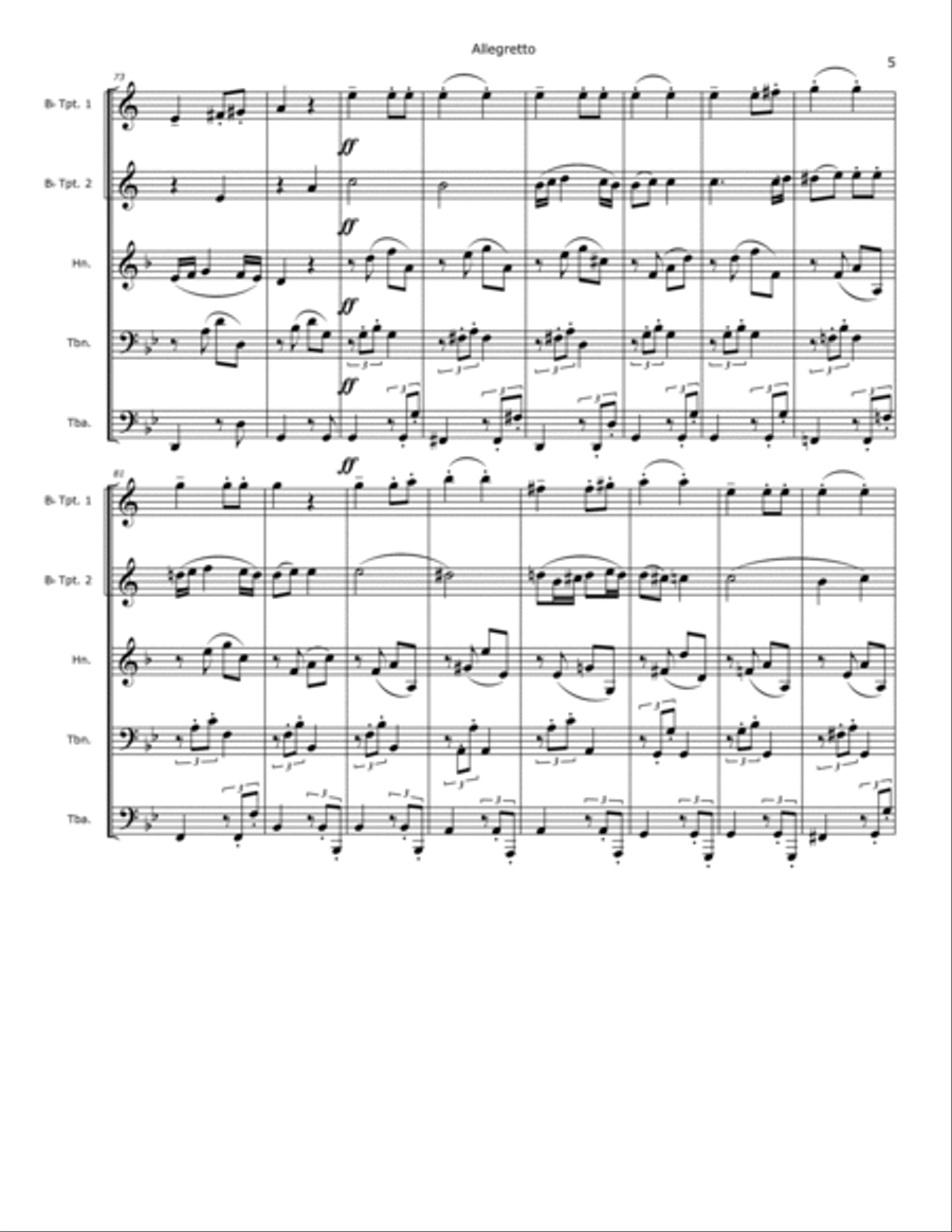 Beethoven Allegretto from Symphony No. 7 in A major, Op. 92 Brass Ensemble scores gallery preview page 5