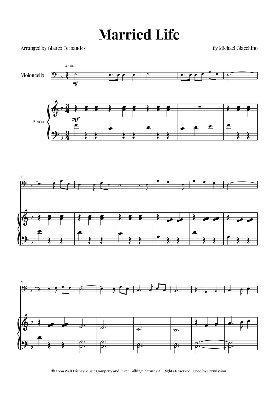 Married Life Piano scores gallery preview page 1