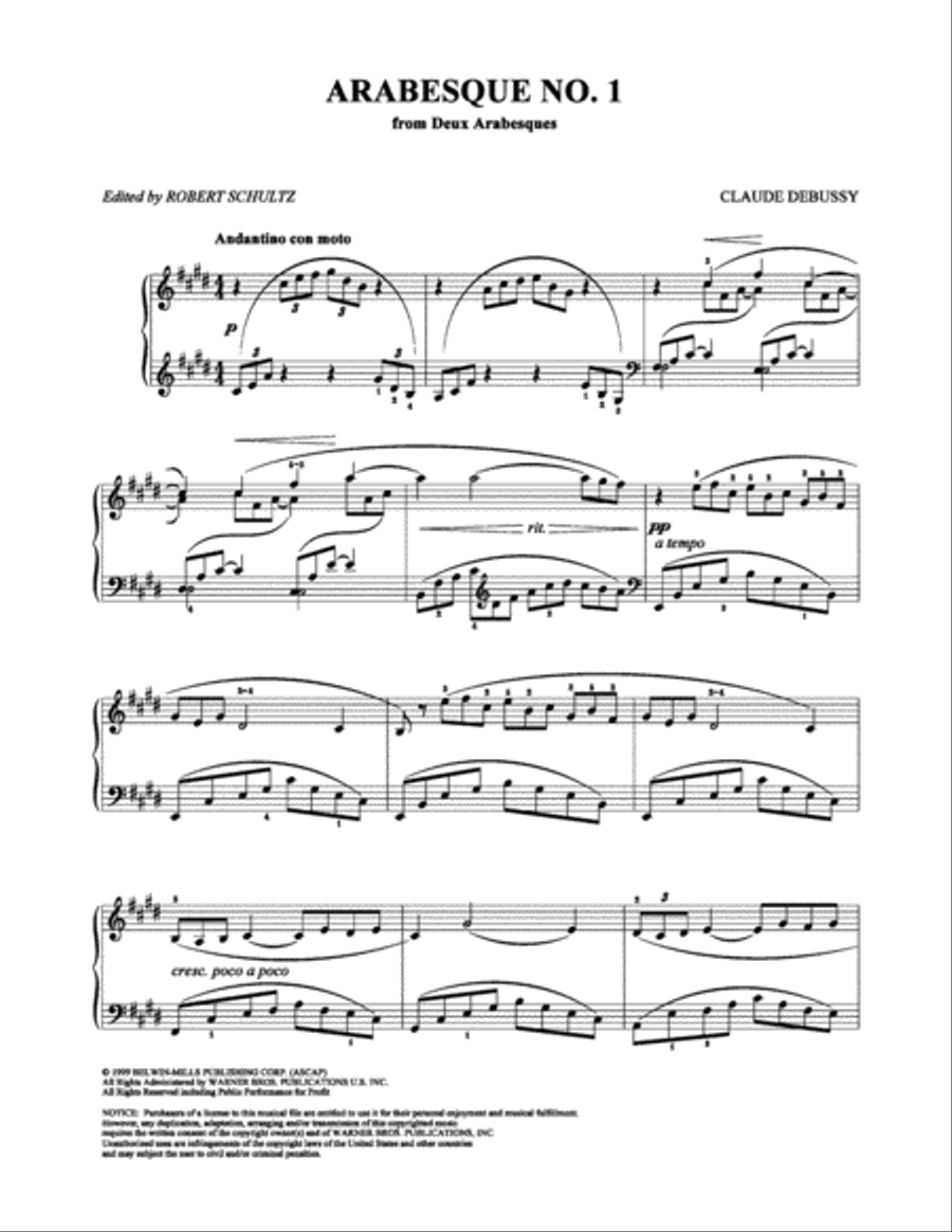 Arabesque No. 1 Arabesque No. 1 Piano Solo scores gallery preview page 1