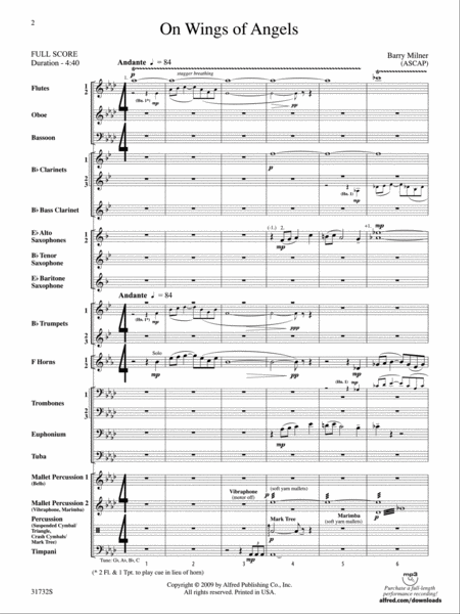On Wings of Angels Concert Band scores gallery preview page 2