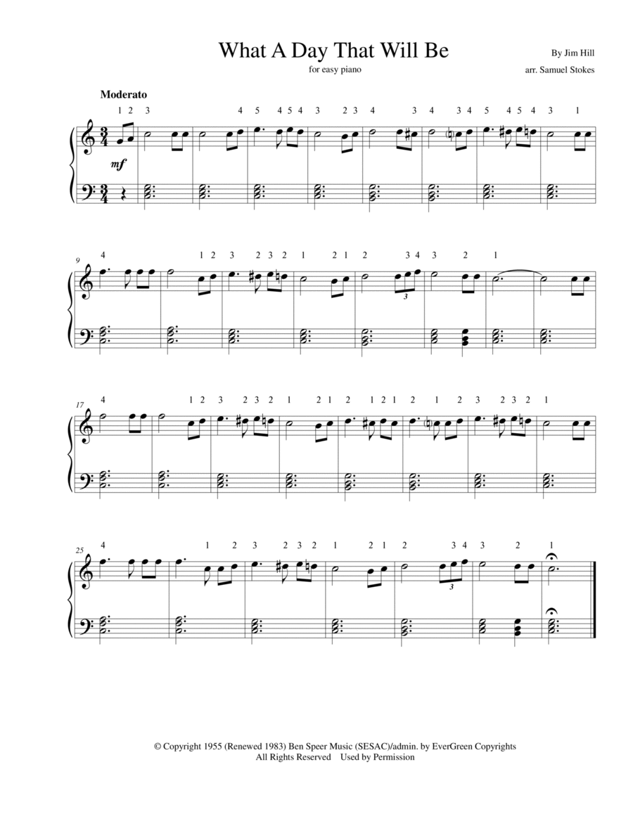 What A Day That Will Be Easy Piano scores gallery preview page 1